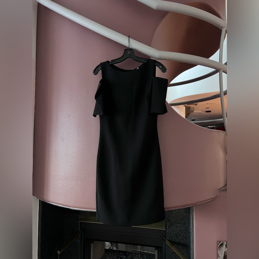 Michael Kors black shoulder cut out midi dress